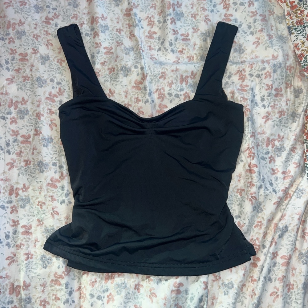 princess polly ruched black tank top